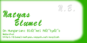 matyas blumel business card